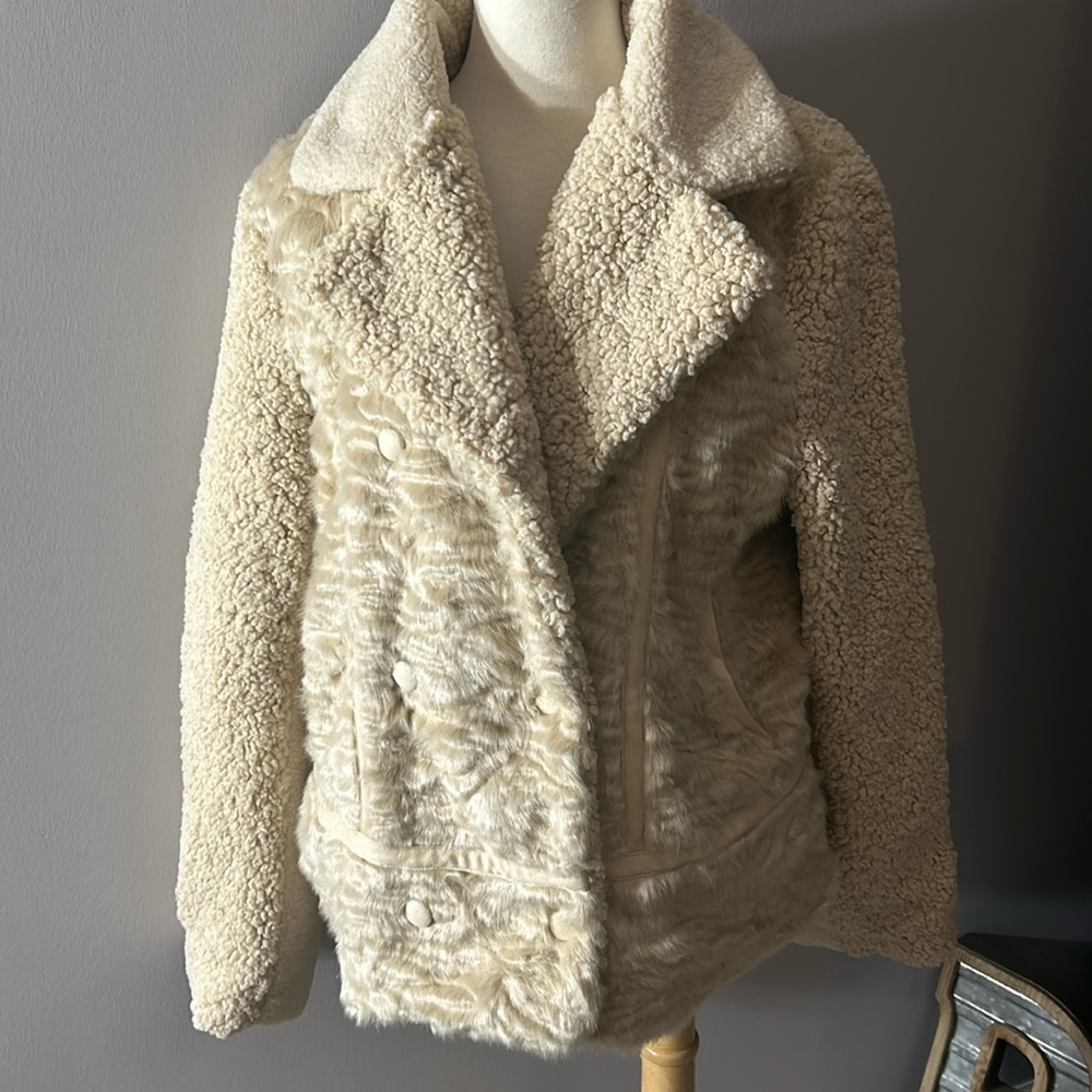 Anthropologie Marrakech Faux Fur Moto Jacket
